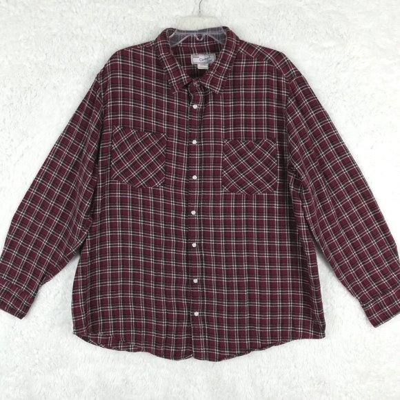 Haband Casual‎ Joe Mens Shirt Button Down Pearl Snaps Plaid Red Pockets XL - Picture 1 of 13
